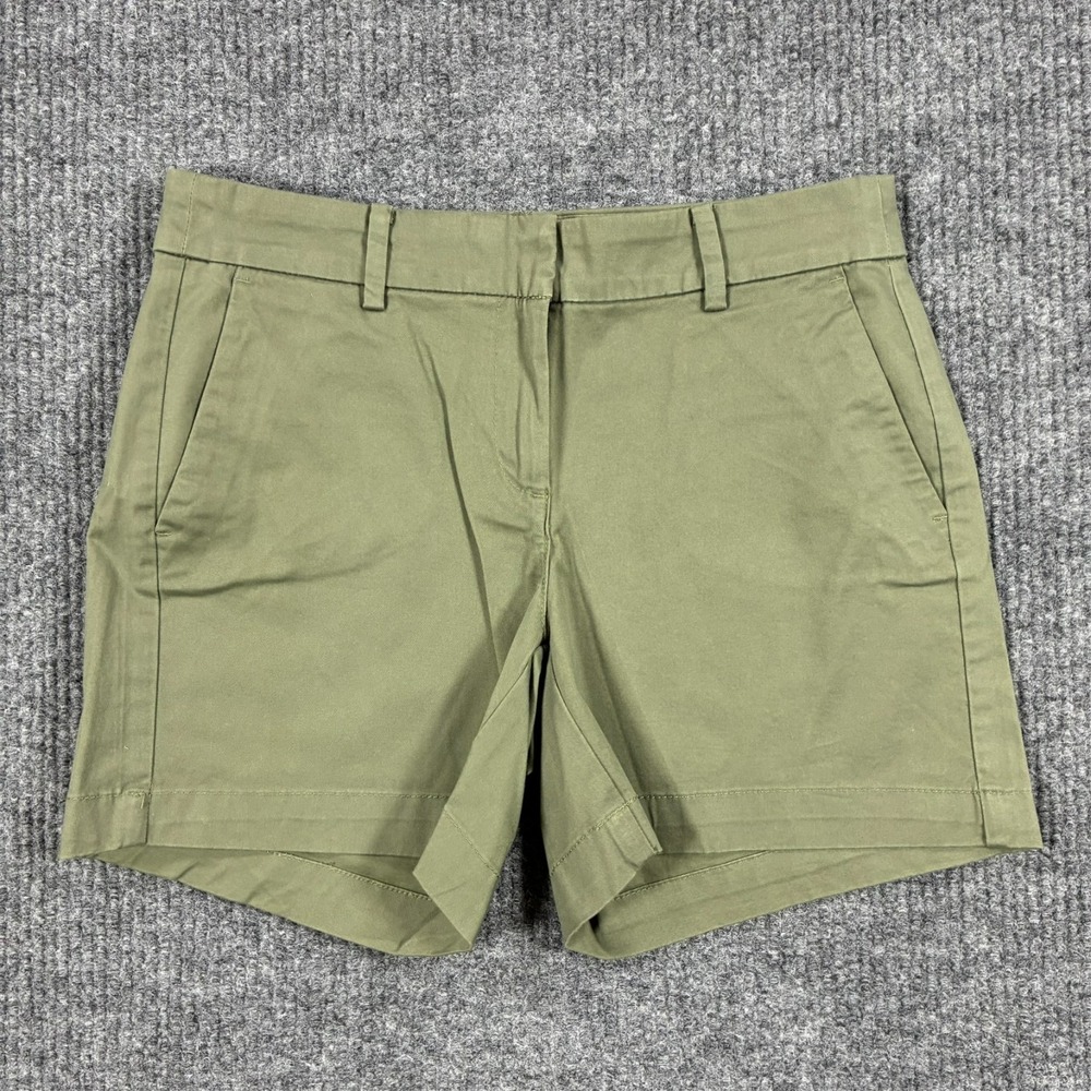 Nautica Womens Size 2 Green Chino Shorts Flat Front Casual Cotton Stretch